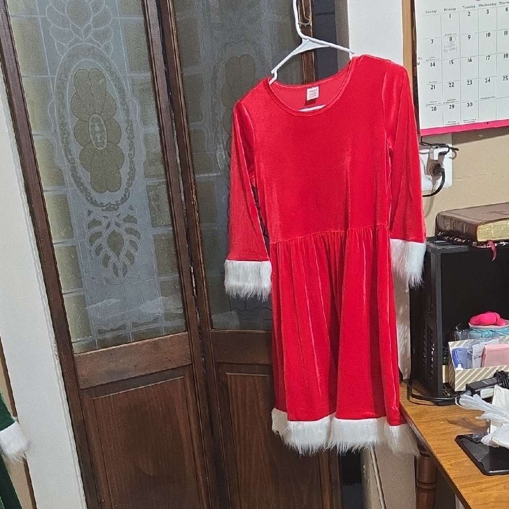 Holiday Time Red Dress with White Accents